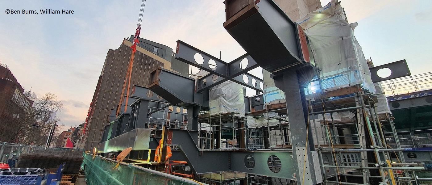 The cantilvering truss, which forms the main elevation, takes shape