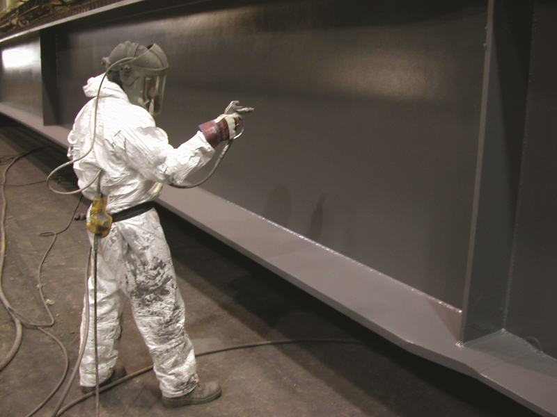 Coating application (Image courtesy of Mabey Bridge Ltd.)