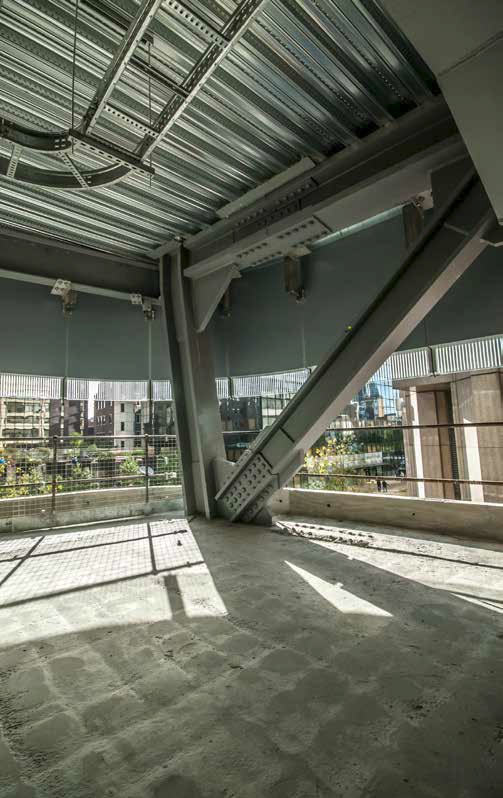 Plated columns are used up to level 5 for their extra load bearing qualities