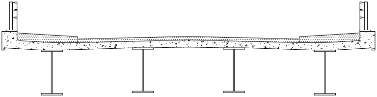 Cross section of a multi-girder highway bridge