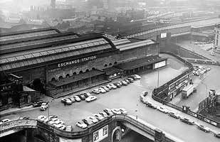 A 1960s view of Exchange Station showing the now demolished buildings and the retained fa&#231;ade