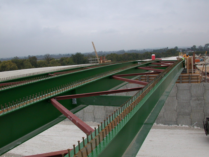 Headed studs on steel beams for shear connection A41 Aston Clinton Bypass