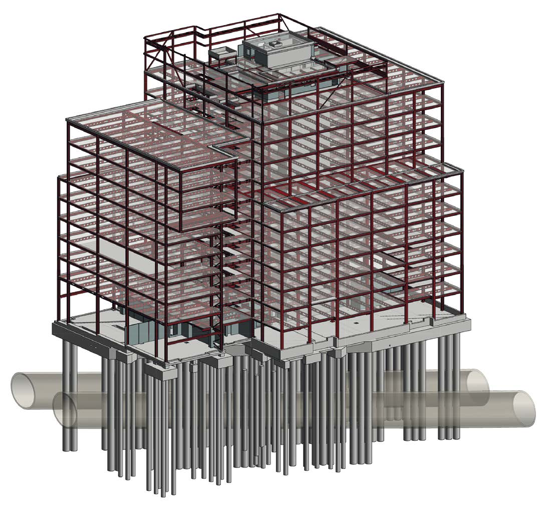 Model showing the main frame and the Thameslink tunnels that run beneath the site