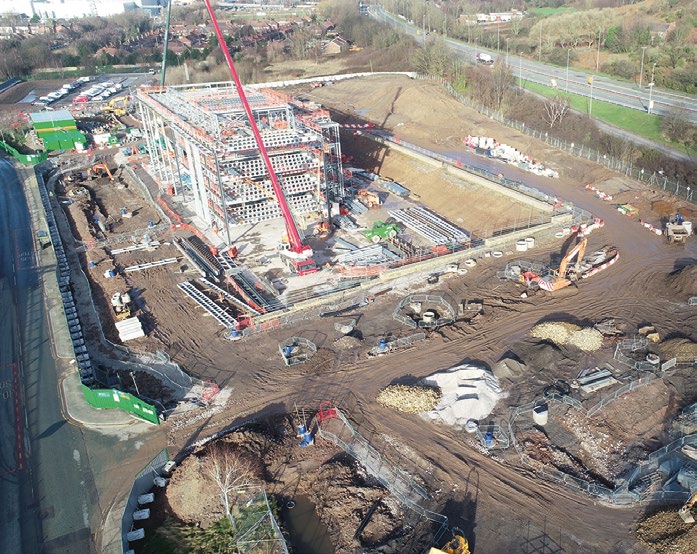 Steelwork erection was completed using a variety of mobile cranes