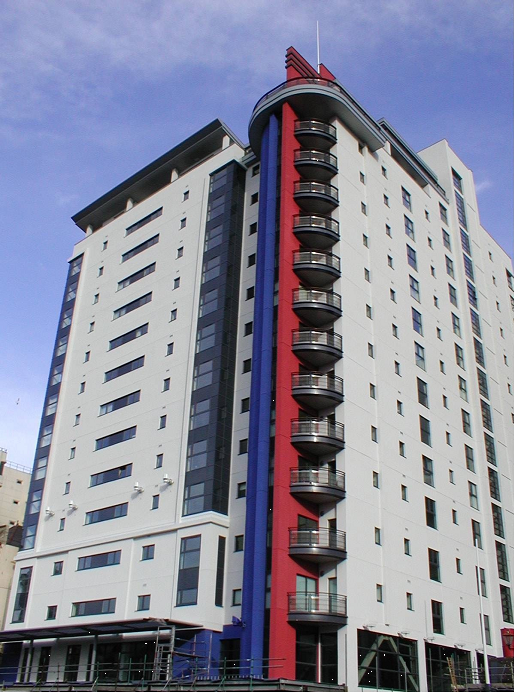 Light steel infill walls with insulated render cladding, Landmark Place, Cardiff