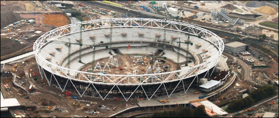 London 2012 Olympic stadium – 2,500 tonnes of surplus steel tube from offshore pipelines used in the tubular structure