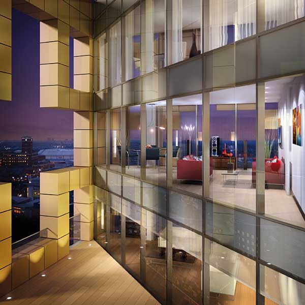 The fretwork is connected to the structure’s floor slabs