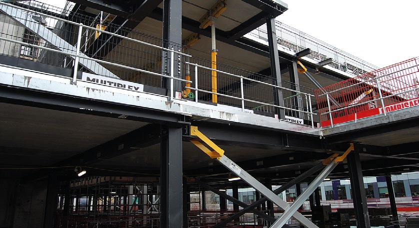 Bourne Steel installed precast planks along with temporary propping