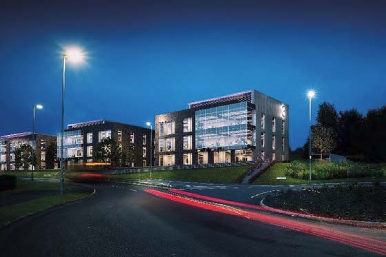 The buildings will be illuminated at night by LED panels